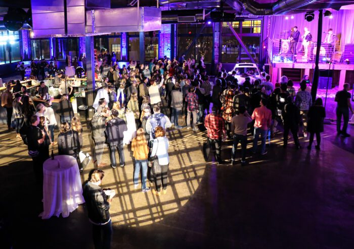 Brand-event-Launch-party-in-seattle-warehouse-with-purple-and-white-lights