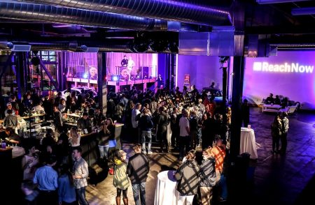Brand-event-Launch-party-in-seattle-warehouse-with-purple-and-white-lights