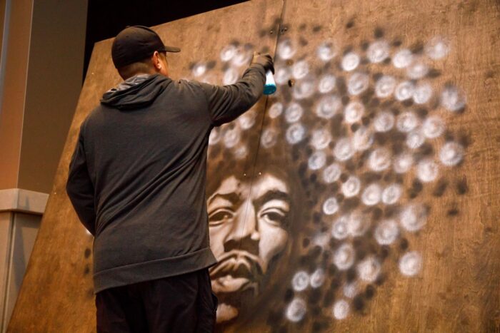 Seattle artist spray paint art event planning
